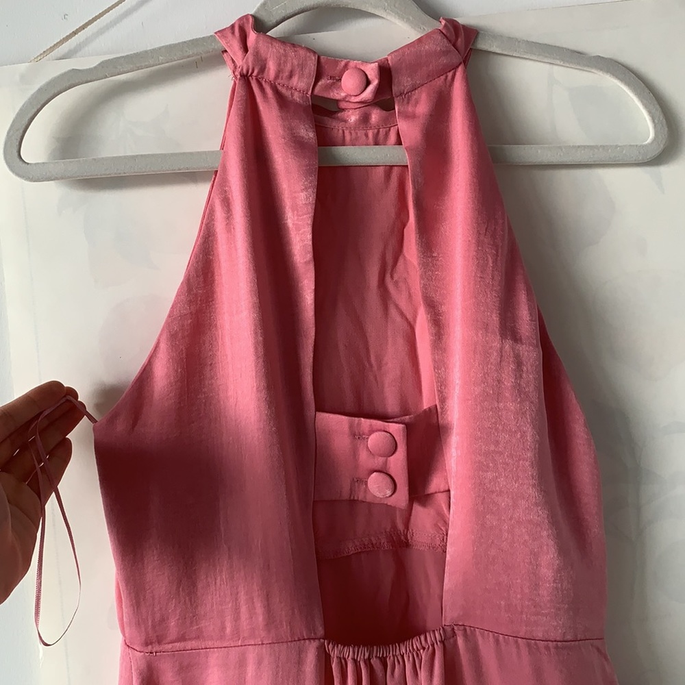 Zara Pink Satin Halter Dress - Picture 3 of 6